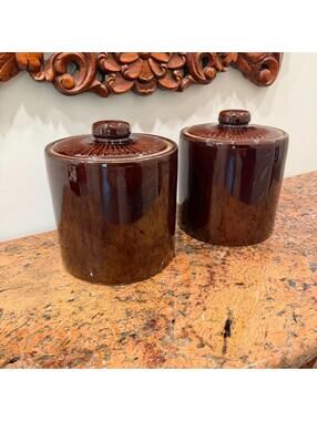 Monmouth Pottery Co. Crock Jar with Lid Brown Salt-Glazed Stoneware